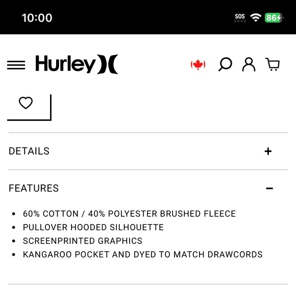 HURLEY Medium Sized Black Fleece Pullover Hoodie $68 - Picture 10 of 12
